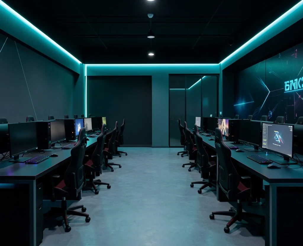 Interior del club de computación Tervandor en Medellín