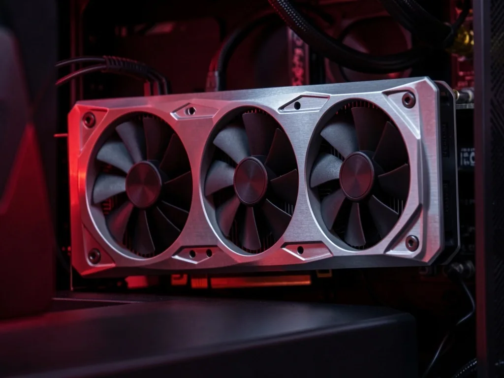 Interior de un chasis PC con tarjeta gráfica RTX