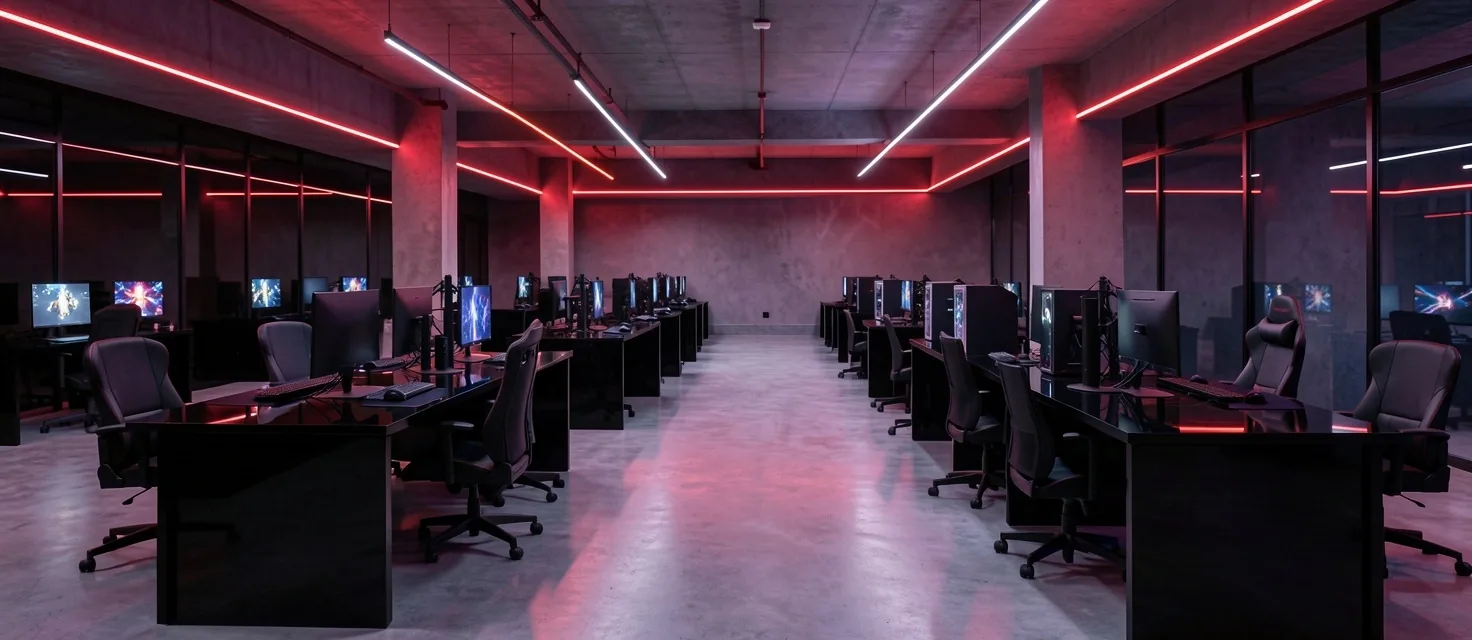 Interior de Tervandor Cyber Hub al anochecer